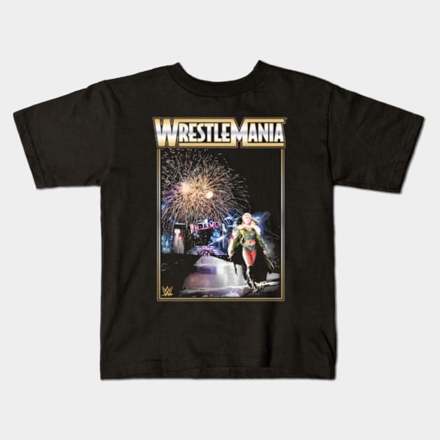 Charlotte Flair Entrance Wrestemania Kids T-Shirt by Holman